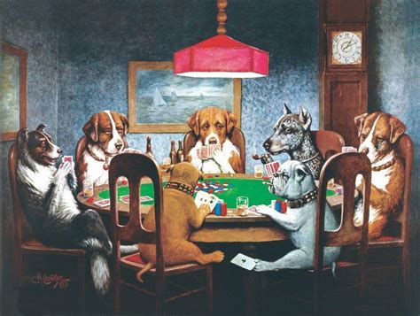 cachorros jogando poker